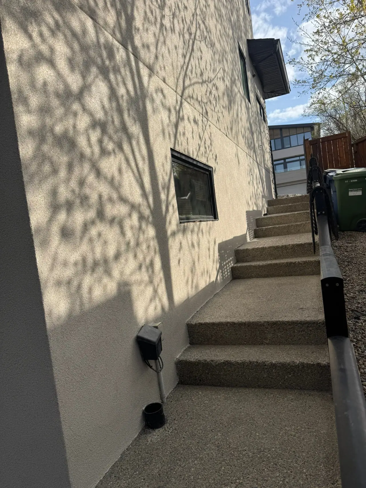 Fresh acrylic stucco finish after repair