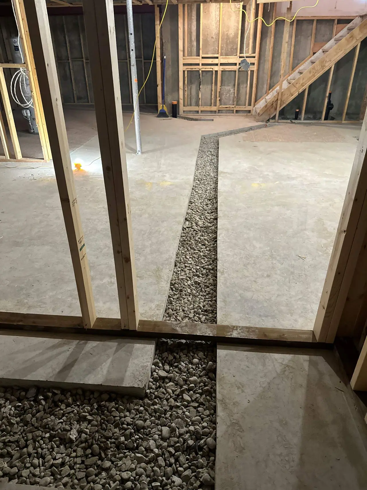 Cracked foundation slab before repair