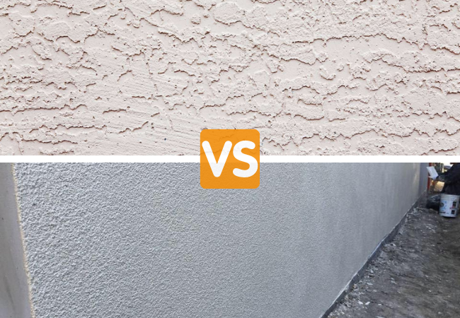 pink conventional stucco vs acrylic stucco