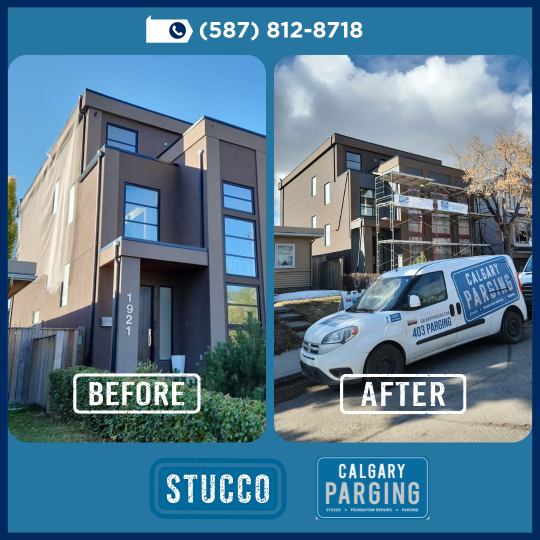 before and after new stucco installation